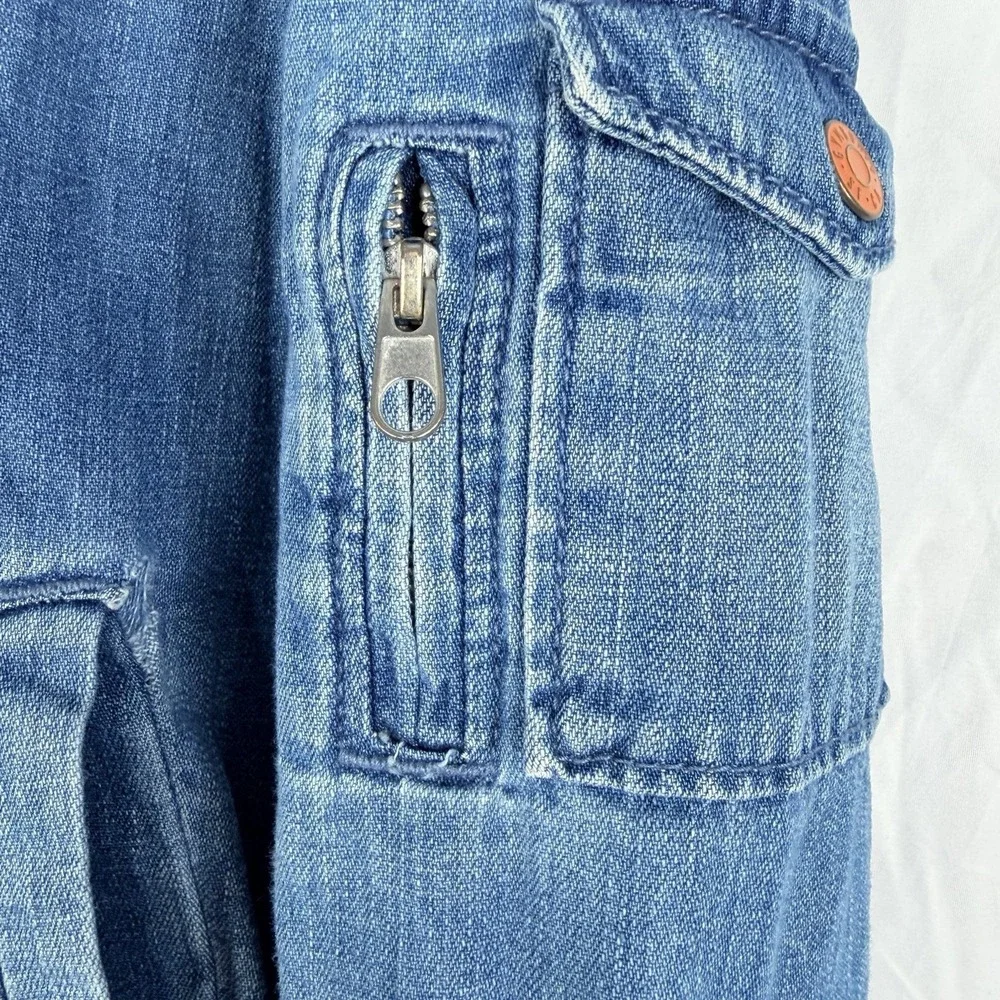 Gymboree Boys Bomber Jacket Full‎ Zip Denim Washed Jeans Blue Size-M 7-8) VTG